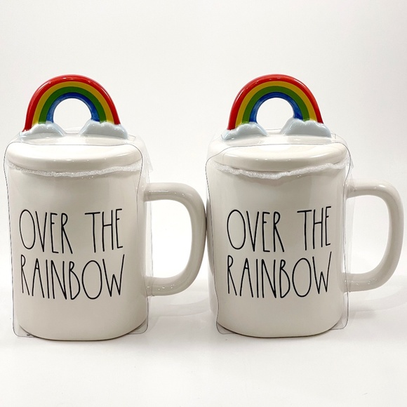 NWT Rae Dunn Set of 2 Over the Rainbow Mugs - Picture 1 of 1